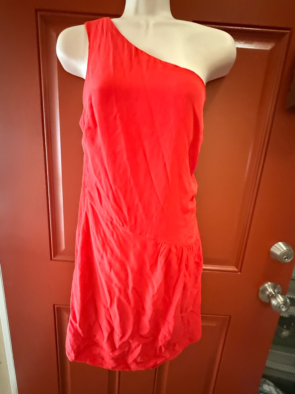MM Miss Me Couture One Shoulder Tiered Midi Dress- S, Red